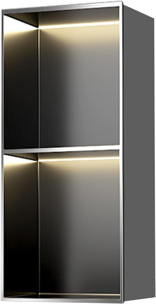 MYUYEE Stainless Steel Niche, With Led, Recessed Nich Holder Storage Rack, Toiletries Recessed Mount Storage Shelf (Grey 70X28X12.5Cm)