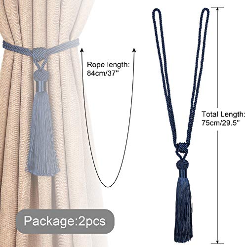 image for UNI AISENG 4PCS Curtain Tiebacks, Hand-Woven Curtain Tie-Backs Tassel,