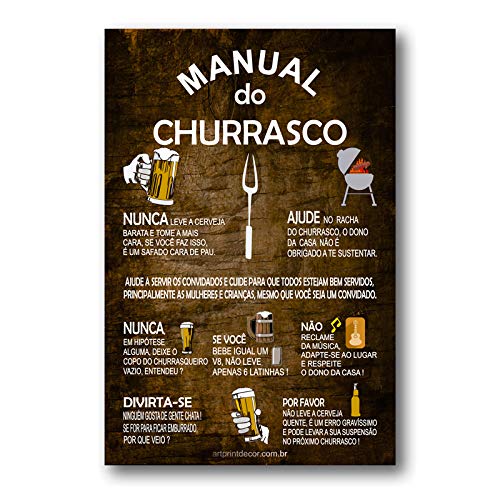 Placa Decorativa Manual do Churrasco 20x30 cm
