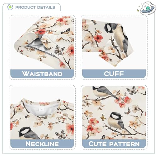 JUNZAN Aesthetic Black-capped Chickadee Birds Big Boys Hooded Sweatshirt Crewneck Sweatshirts for Boys Sports 4T3