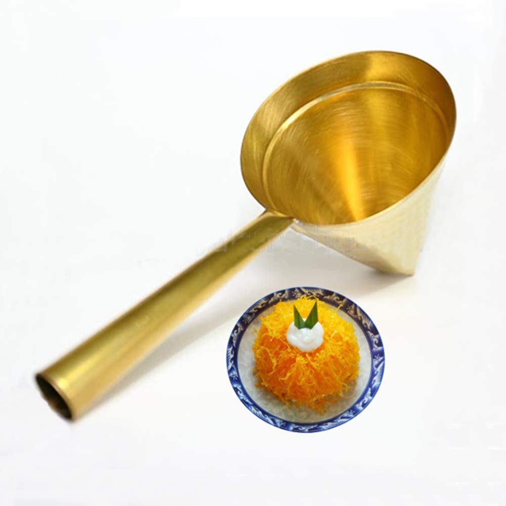 CozinestEgg Yolk Threads Maker Brass Funnel Thai Dessert Foi Thong Portuguese Sweet Eggs Thread Mold (3.5")