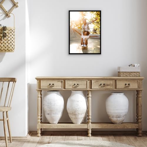 Image of Americanflat 13x18 Picture Frame with Polished Plexiglass - Streamline Collection - Thin Border Picture Frame for Wall Display - Hanging Hardware Included - Black