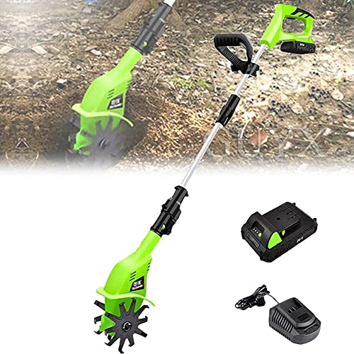 Garden Tiller, Electric Cordless Hand Tiller Cultivator,with 4000mAh Rechargeable Lithium Battery and Charger
