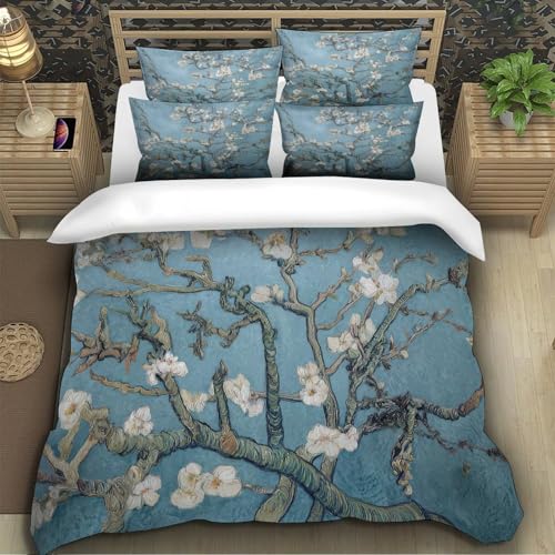 Housse de couette fleurs d'amandier 140x200 microfibre
