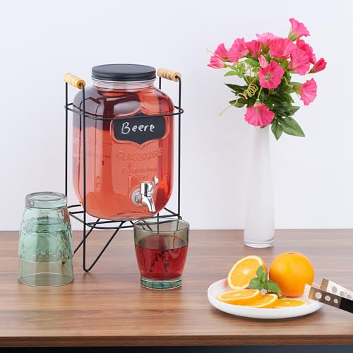 Distributeur de boisson 4L avec robinet et support noir Relaxdays - 3