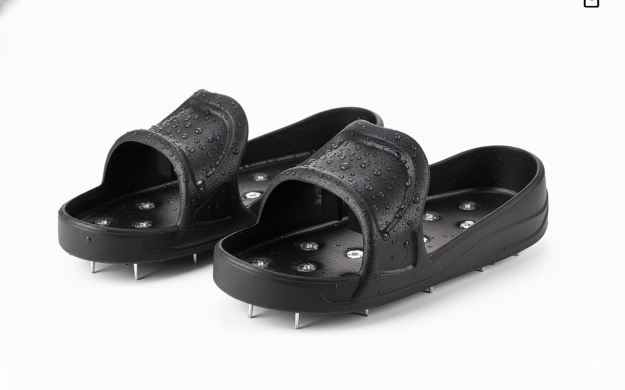 Epoxy Spiked Lawn Aerator Shoes, Heavy Duty Spiked Aerating Sandals Shoes for Effective Aerating, Pre-Assembled Lawn Scarifier and Aerator for Lawns Yard Patio Garden Grass, Epoxy Flooring — view 5