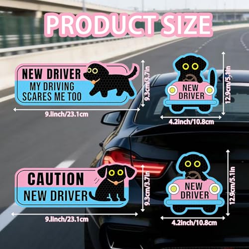 4 Pack Student Driver Magnet for Car – Cute Animal New Driver Signs High-Visibility Reflective Beginner Driver Magnets, Weatherproof & Removable Safety Warning Signs for Vehicles, “Please Be Patient” — view 2