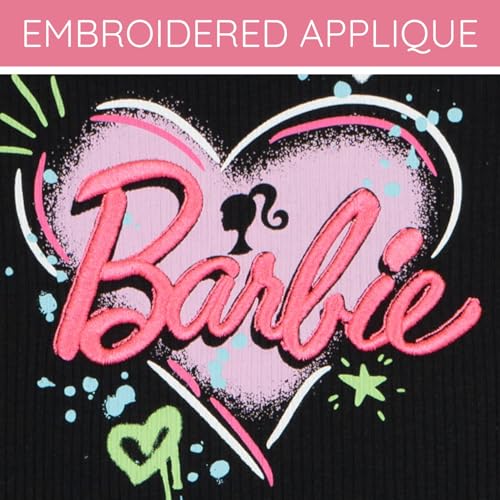 Image of Barbie Girls Ribbed Tank Top and French Terry Shorts Outfit Set Toddler to Big Kid Sizes (2T - 14-16)
