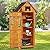 GarveeLife Outdoor Wood Storage Shed Cabinet, Wooden Garden Tool Sheds, Outside Vertical Organizer with Floor, Waterproof Roof, 3 Shelves, 4 Hooks and Lockable Door for Patio Hallway Backyard, Natural