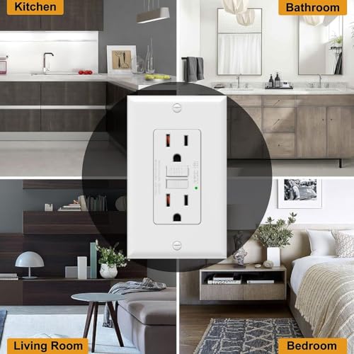 Prises GFI décoratives avec indicateur LED et interrupteur de circuit de défaut de terre