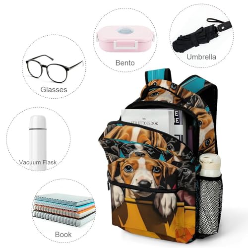 Sac d'école avec beaucoup de chiens pour fille et garçon - 4