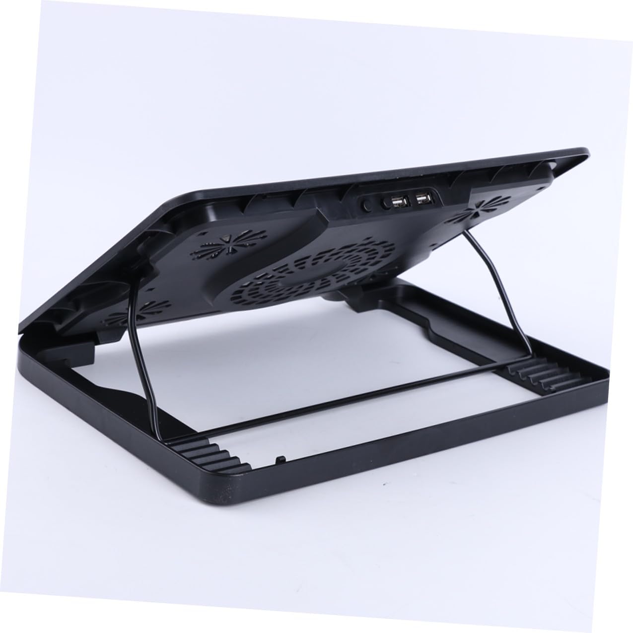 USB Laptop Cooling Stand 5-Fan Cooler Adjustable Angle Base with Anti-Skid Heatsink for Notebooks Black