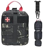 mysumtac First Aid Bags,Rip Away IFAK EMT Pouch with QD Platform for Plate Carrier Vests Belts,Molle Large Medical Storage Bag includs Medic Patch & T mount snap hook,Camouflage Black