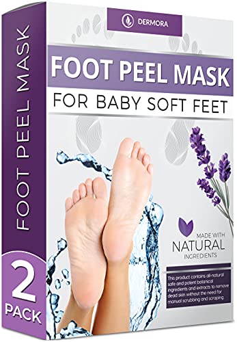 Foot Peel Mask - 2 Pack - For Cracked Heels, Dead Skin and Calluses - Make Your Feet Baby Soft Smooth Silky Skin - Removes Rough Heels, Dry Toe Skin Natural Treatment