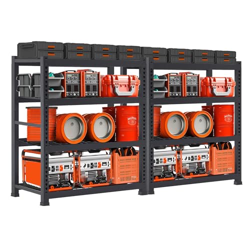 WAREYEASY Estantes de almacenamiento de garaje de 4000 libras, estantería de garaje resistente, estantería de metal ajustable de 4 niveles, estantes de almacenamiento para garaje, sótano, cocina, 32