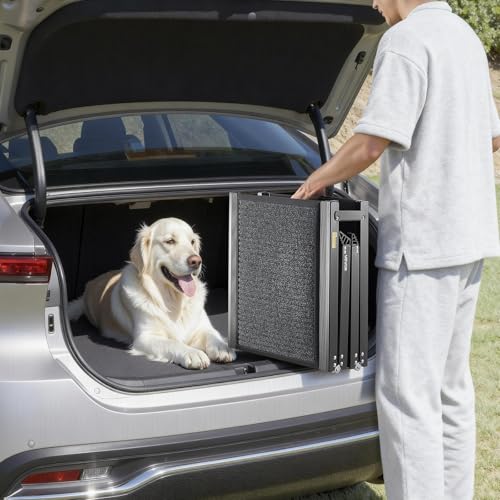 VEVOR Hunderampe, 180 x 43,2 cm, Faltbare Hundeautorampe für mittelgroße & große Hunde bis 113 kg, Hundetreppe mit Rutschfester Filzteppichoberfläche, tragbare Einstiegshilfe für SUV & LKW