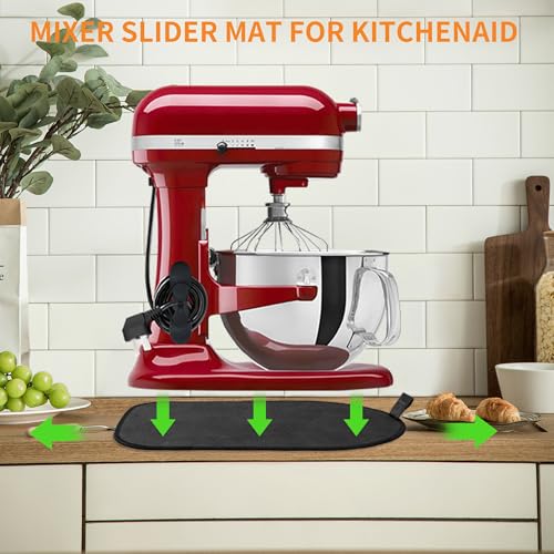 Sliding Mat for Kitchenaid Mixer with 2 Black Kitchen Accessories, Mover Slider Mat Pad for 5-8 Qt Bowl-Lift Stand Mixer, Kitchen Appliance Slider Mat Compatible with Professional 600 Stand Mixer