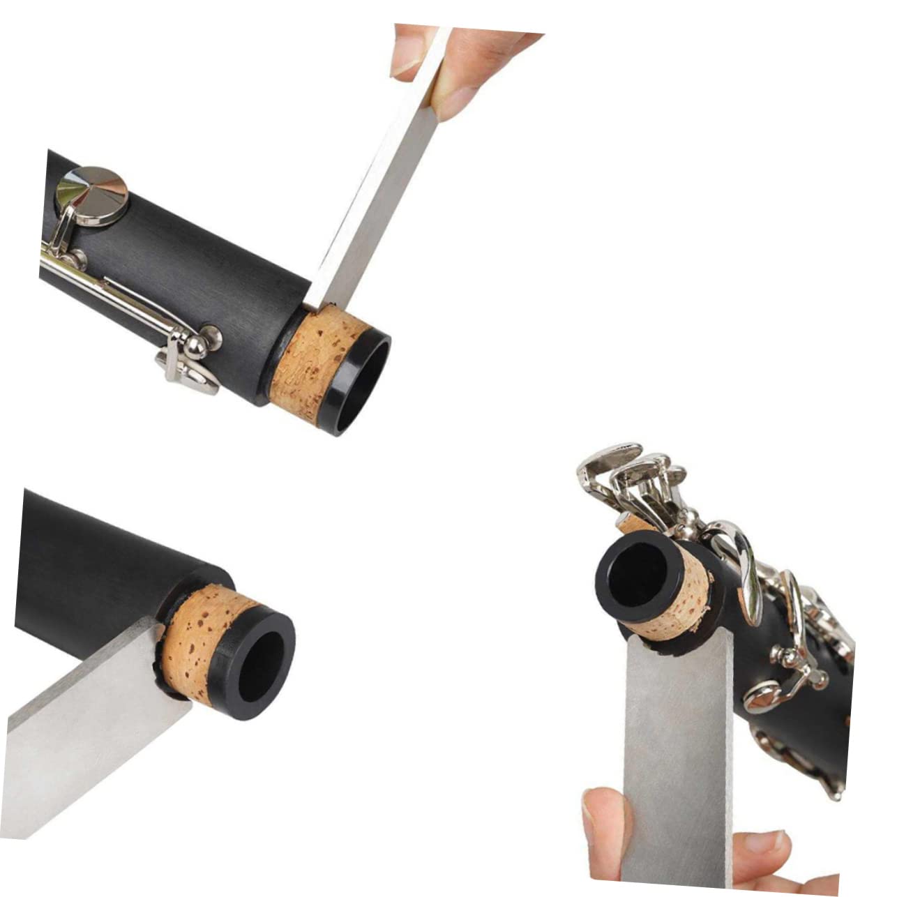 Kit di Riparazione per Sassofono e Clarinetto Argento | Strumento Portatile in Metallo, Manico Antiscivolo, Regolazione del Giunto e Finitura Resistente All'usura