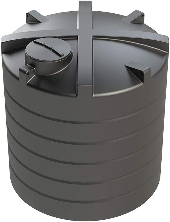 10000 Litre Potable Vertical Water Tank - Black, Round, Polyethylene (PE), CISTERN, WRAS Approved