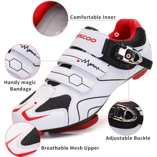 Image of Mens Womens Cycling Shoes Compatible with Peloton Bike Indoor Outdoor Road Bike Riding Shoes with Look Delta Cleats Pre-Installed Clip in Pedal