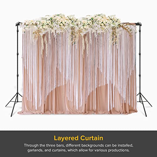 Julius Studio 10 X 9.6 Feet (W X H) Triple Crossbar Backdrop Stand, 3 Cross Bars Easy Length Adjustable Background Support System Kit For Photography, Video, Party, Event, Jsag667 #TOP4