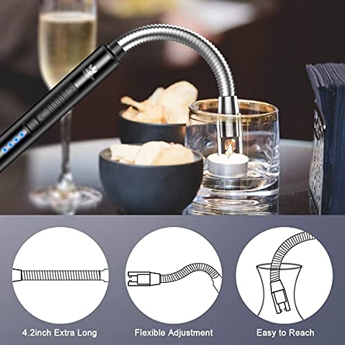 Candle Lighter, USB Rechargeable Electric Arc Lighter with Safety Lock & Power Indicator, Portable Flameless Windproof… - Image 3