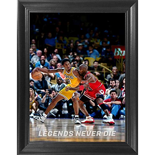 Kobe Bryant & Michael Jordan Poster Wall Art Decor Framed Print | 18x24 Premium (Canvas/Painting Like) Textured Posters | 1998 Lakers NBA Basketball All Star Memorabilia Gift for Guys & Girls Bedroom