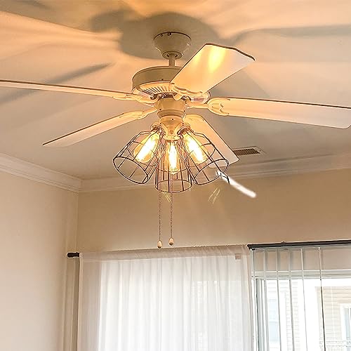 Image of Ceiling Fans Light Covers Metal Shade, Industrial Style Replacement Lamp Guard with Standard 2-1 /8 inch Fitter Size, 6.9 inch high x 5.1 inch Diameter, Pack of 4