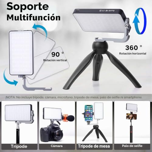 Luz de video RGB IVISII G2 batería 4300mAh panel LED con trípode 3