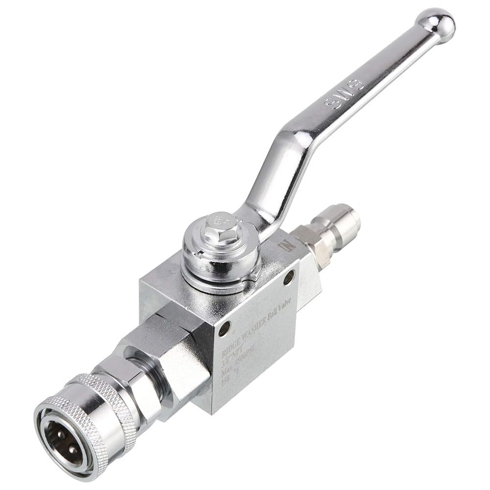 Robinet à boisseau sphérique haute pression pour nettoyeur haute pression avec déconnexion rapide 3/8", vanne d'arrêt en acier inoxydable 4500 psi, comprend 2 adaptateurs