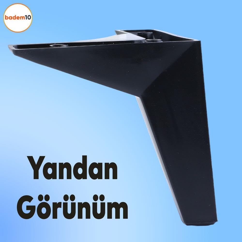 Badem10 Kale 6'lı Set Mobilya TV Ünitesi Çekyat Koltuk Kanepe Destek Ayağı 15 cm Siyah Baza Ayak M8 Civatalı