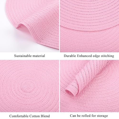 Image of SHACOS Round Braided Placemats Set of 6 Round Table Mats for Dining Tables 15 inch Washable Non Slip Placemats (Pink, 6)
