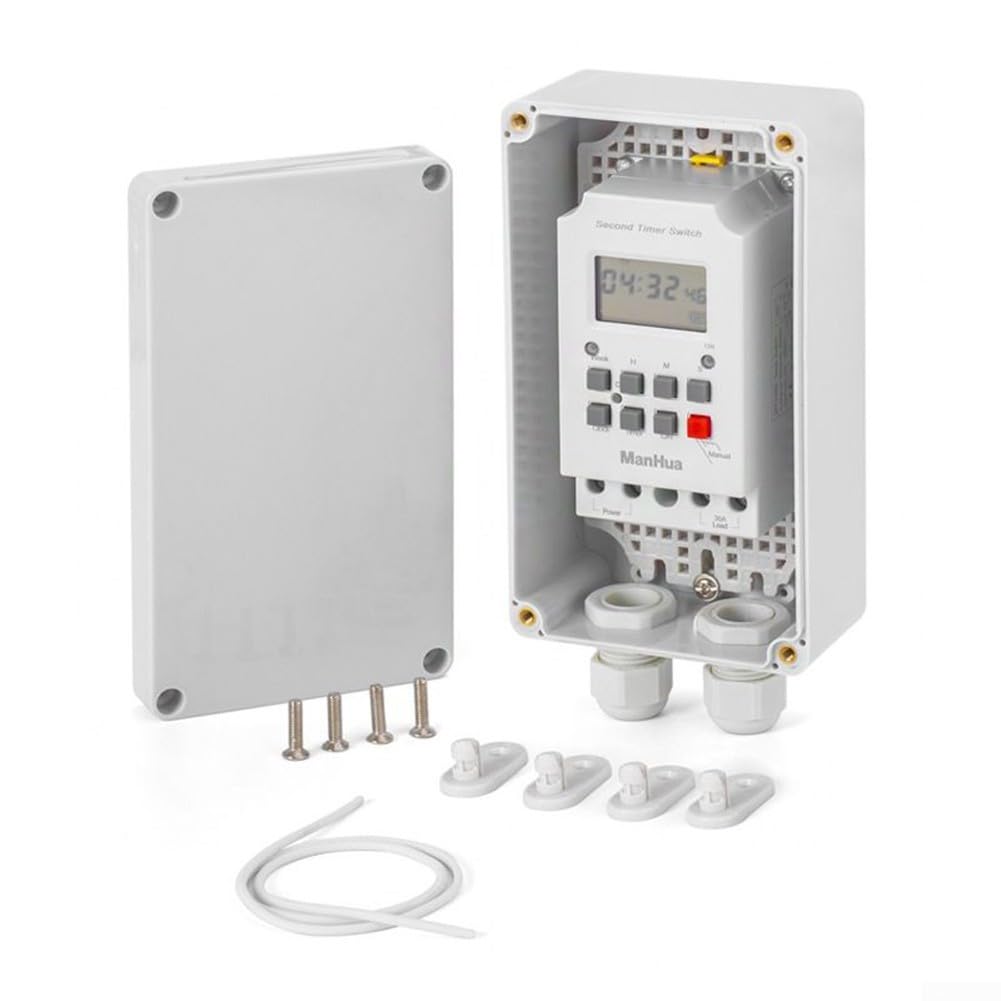 Interruptor temporizador digital, interruptor temporizador LCD Electron 99 ciclos por día ON OFF temporizador digital 230 V CA 30 A IP65 impermeable (A)