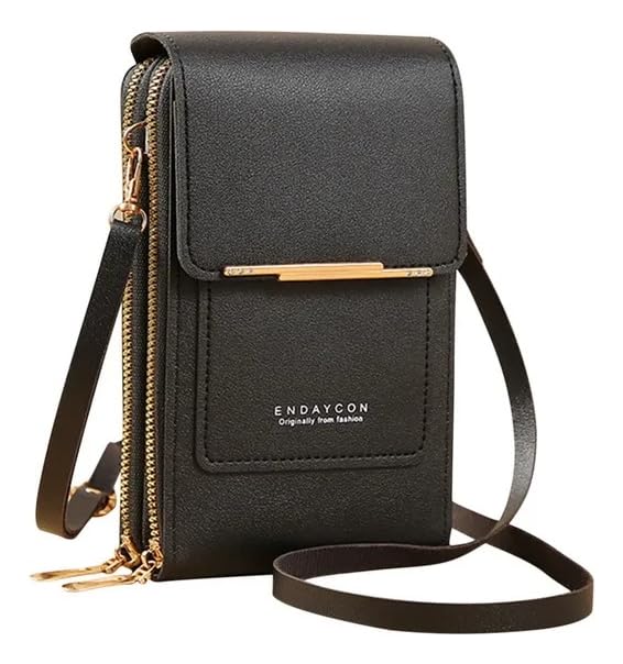 Bolsa De Couro Ombro Feminina Tocar Touch Cellular Multiuso (Preto, médio)