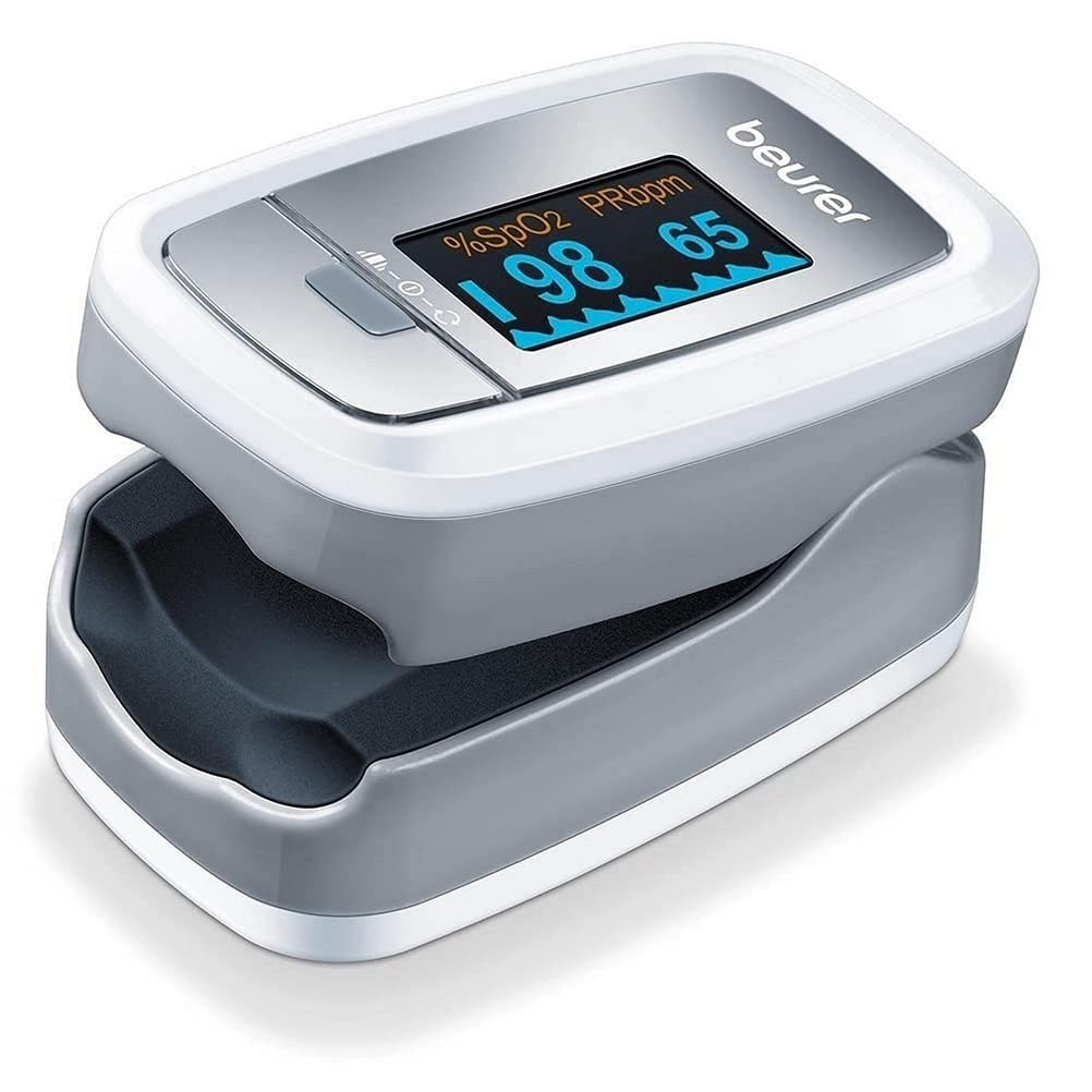 Beurer PO 45 Pulsioxímetro, medición de la saturación de ox,pantalla en color & PO 30 Pulsioxímetroi & oacute;n saturaci ox frecuencia card Blanco/Plata, 60 x 36 x 32 mm