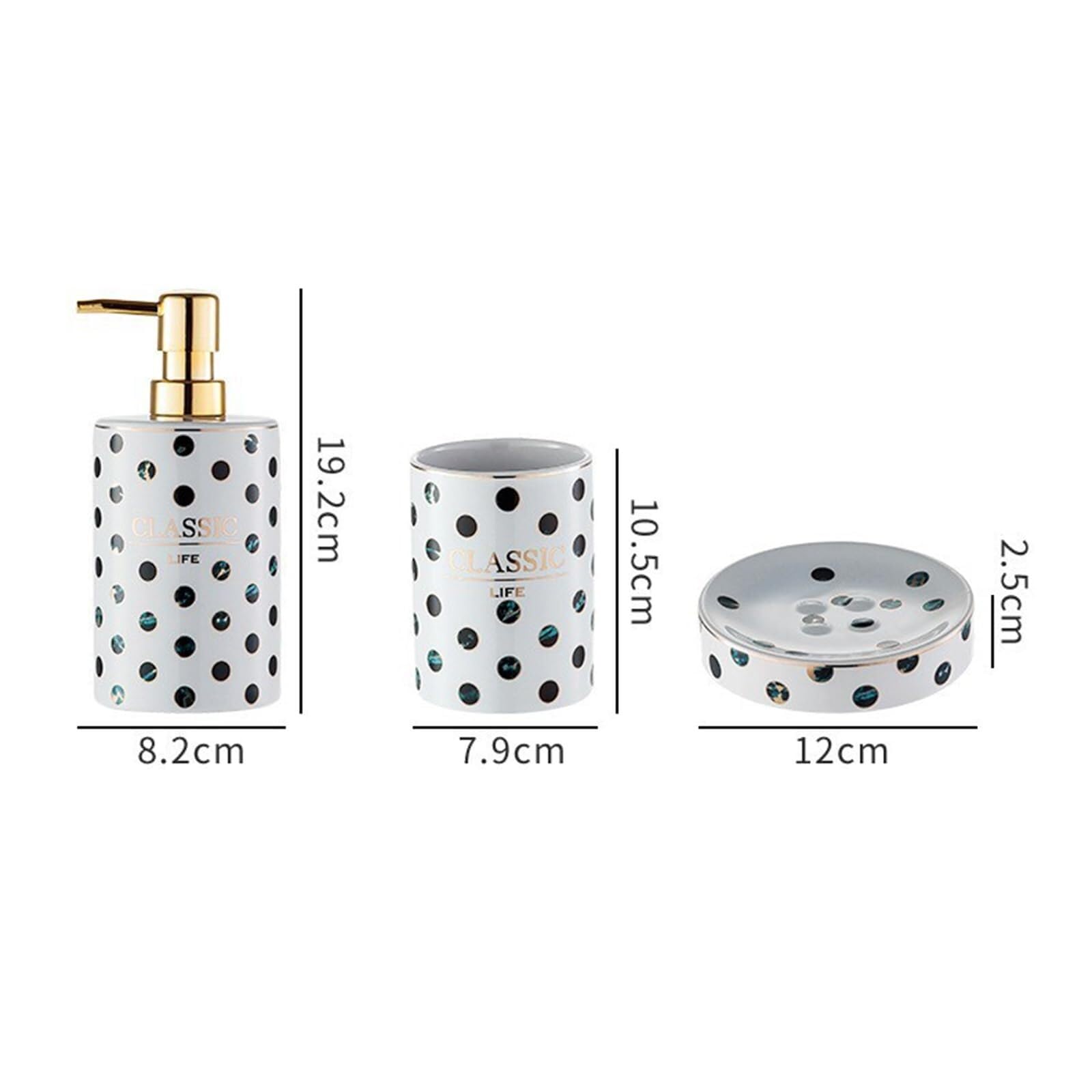 Set di accessori per il bagno Set da bagno in ceramica verde, 4 pezzi, dispenser di sapone con piattino e 2 bicchieri for spazzolini Arredamento per gli affittuari(Bathroom Set)