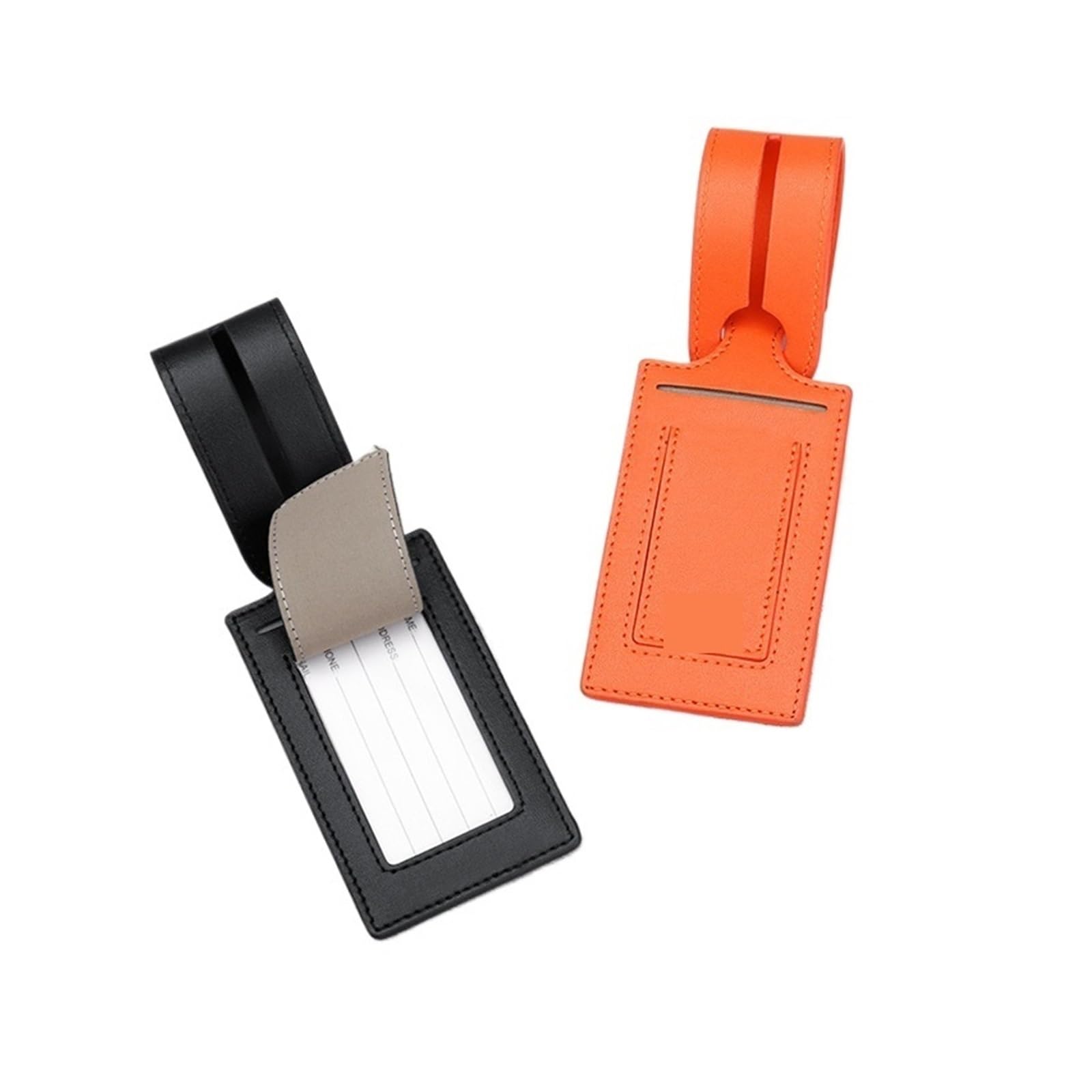 2 uds Etiqueta de Equipaje Cuadrada de Cuero PU ID Etiqueta de Equipaje Hombres Maleta Etiquetas de Viaje Etiqueta de habitación de Hotel Etiqueta De Equipaje(Black)