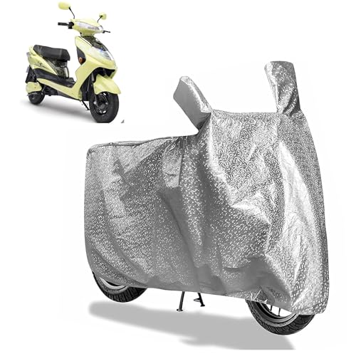 Image of Sulfar Bike Cover for Kinetic Green E-Zulu /Zing (EV) (Electric Scooter) | Waterproof, Dustproof & UV Protected | All Weather Two Wheeler Cover (Silver) New 2026 Variants