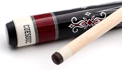 Miniatura 6 de Taco de billar Carom de 3 cojines, color rojo, 56 pulgadas, peso 18 onzas, sistema de juntas de madera