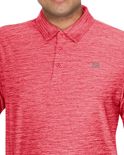 Image of Three Sixty Six Golf Shirts for Men - Dry Fit Short-Sleeve Polo, Athletic Casual Collared T-Shirt, Salmon Red, Large