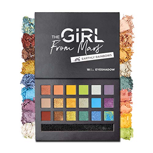 High Pigmented Makeup Eyeshadow Palette 18 Color, THE GIRL FROM MARS Blendable Matte Shimmer Glitter Eye Shadow Long Lasting Colorful Make up Palletes Eye Makeup Kit Paletas de Maquillaje Profesional