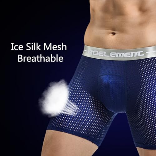 Evankin Men's Boxer Brief Underwear Hollowed out Mesh Ice Silk Sports Underpants Long Leg Boxer Shorts Running Fitness2