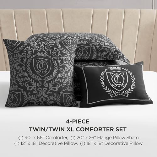 Image of Juicy Couture Dovona Bedding Set 4-Piece Twin /Twin XL Comforter Set, Black