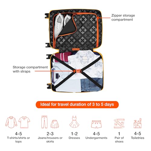 Image of Nasher Miles Cairo Hard-Sided Polypropylene Cabin Luggage 20 inch | 55cm | 8 Wheels Small Trolley Bag for Travel | Suitcase (Navy Blue & Yellow)