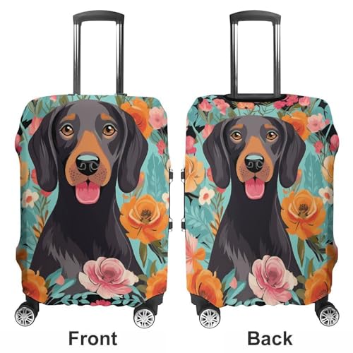 Dog Floral Luggage Cover, Washable Elastic Suitcase Cover Protector Fit 18-32 Inch Luggage3
