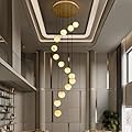 YIOSI Gold Alabaster Chandelier,14-Lights Staircase Chandelier for Living Room, Modern Marble Pendant Light for Hight Ceiling Foyer Entry