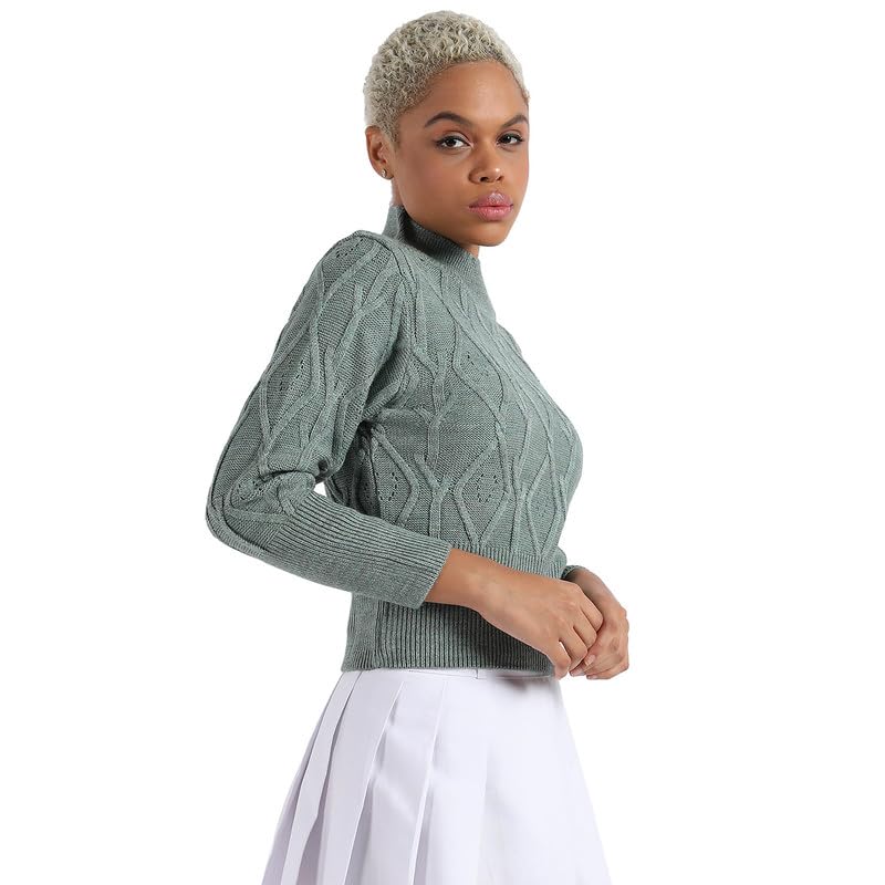 Image of PINACOLADA Women's Solid Ribbed Cropped CardiganFor Casual Wear | V Neck | Long Sleeve | Wool Sweater Crafted with Comfort Fit for Everyday Wear