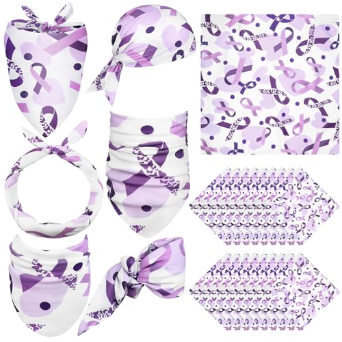 XEQWZVFR - 32 bandanas de cinta morada, accesorio de concienciación sobre la...