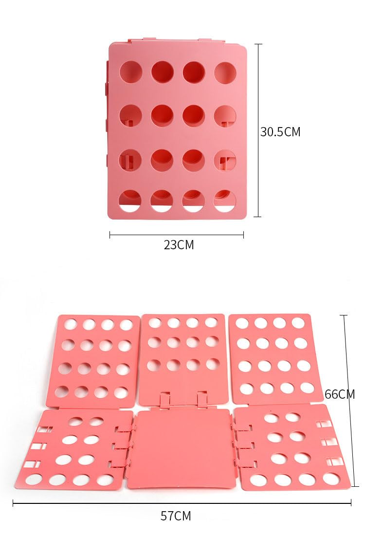 NuRcix Plastic Folding Helper Easy And Fast Folding Boards Folding Board T Shirt Clothes Folder Laundry Organizer For Kid And Adult To Fold Clothes (Pink)