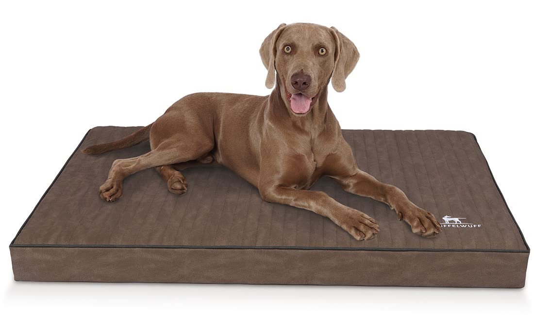 Knuffelwuff Palomino Orthopaedic Dog Mat Laser Quilted Faux Leather XXXL 135 x 90 cm Brown